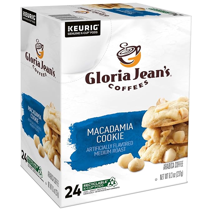 Gloria Jean's Macadamia Cookie Keurig Single-Serve K-Cup Pods Medium Roast Coffee 96 Count