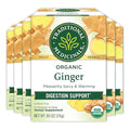 Traditional Medicinals Tea Organic Ginger Healthy Digestion Pleasantly Spicy &amp Warming Kosher Non-GMO Caffeine-Free Compostable - 96 Tea Bags (6 Pack)
