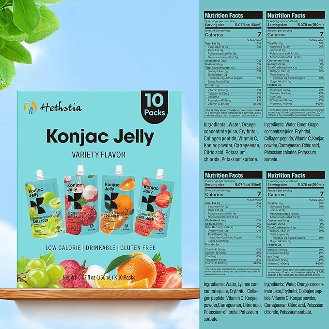 Hethstia High Protein Ramen &amp Collagen Konjac Jelly Bundle – Plant-Based Protein Ramen Cups with Collagen Peptide Drinkable Jelly Vegan Non-Fried Low Calorie Healthy Meal &amp Snack Combo