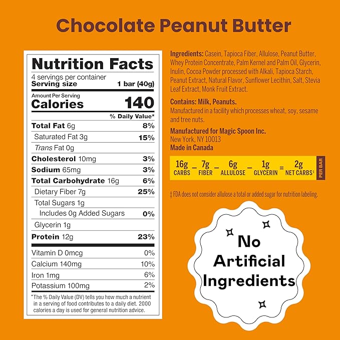 Magic Spoon Treats - 16 High Protein Bars Chocolate Peanut Butter - High Protein Gluten Free Snack - Sugar &amp Gluten Free Free Protein Cereal Bar - Low Carb &amp Keto Friendly - Healthy Snacks