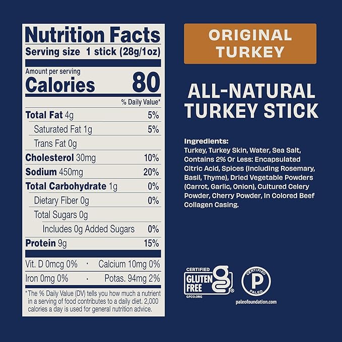 Archer Jerky Turkey Jerky Sticks - All Natural Turkey Sticks Protein Snack for People On the Go Protein Gluten Free Keto Original Turkey Flavor - 1 oz (Pack of 36)