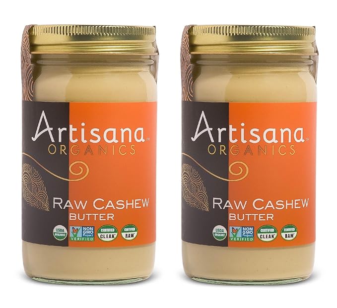 Artisana Organics Raw Cashew Butter 14oz Jar (2 Pack) - USDA Organic No Sugar Added Vegan and Paleo Friendly Non GMO.