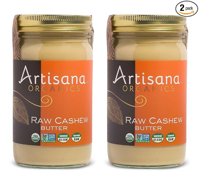 Artisana Organics Raw Cashew Butter 14oz Jar (2 Pack) - USDA Organic No Sugar Added Vegan and Paleo Friendly Non GMO.