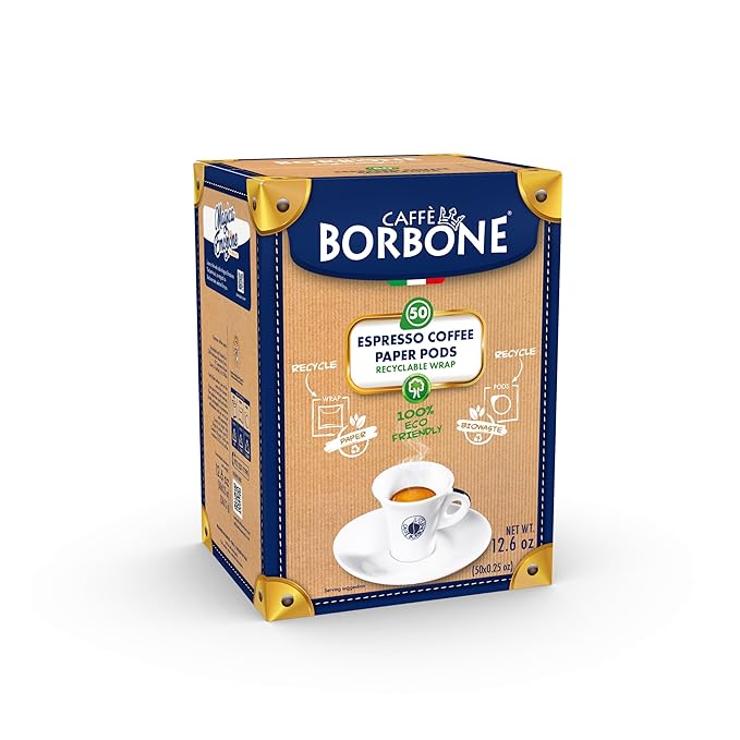 Caffè Borbone Espresso Paper Pods Blue Blend Balanced and Full-Bodied Medium Roast ESE Pods Authentic Italian Espresso - 50 Count