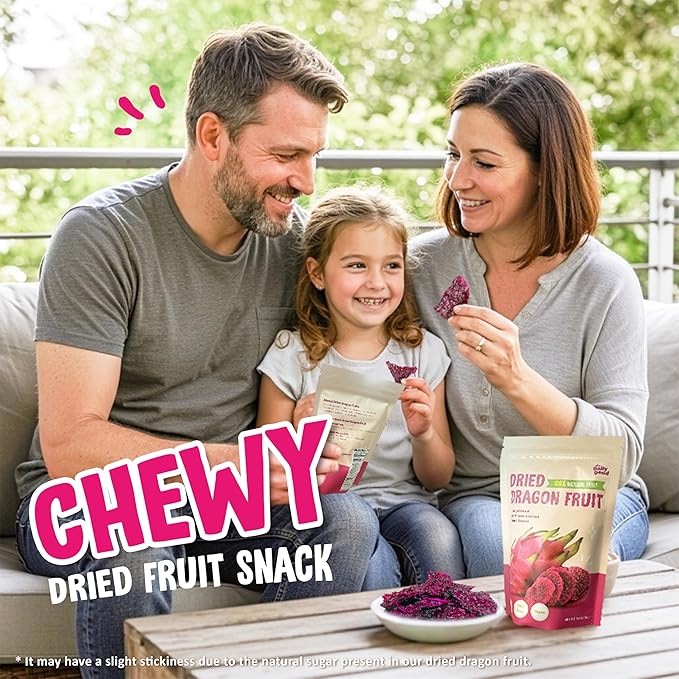 The Daily Good Soft-Dried Dragon Fruit Slices | All Natural Superfood Snacks for Adults &amp Kids | Healthy Soft and Chewy | No Sugar Added or Preservatives Gluten Free Vegan (1.41 oz Pack of 3)