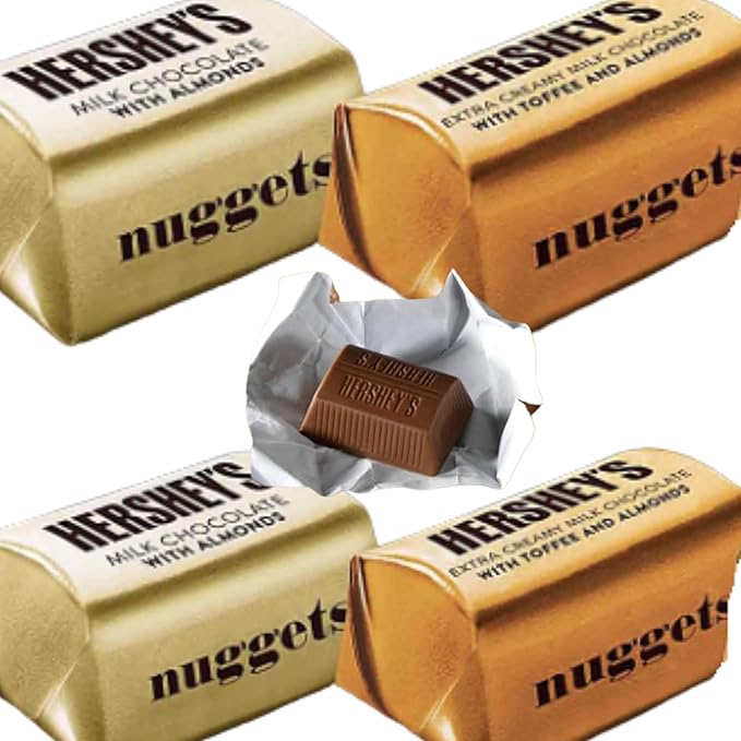 Assorted flavors -Chocolate Nuggets with Toffee Almonds Extra Creamy Milk and Milk Chocolate with Almonds 2lb Bulk Nuggets (2 pounds)