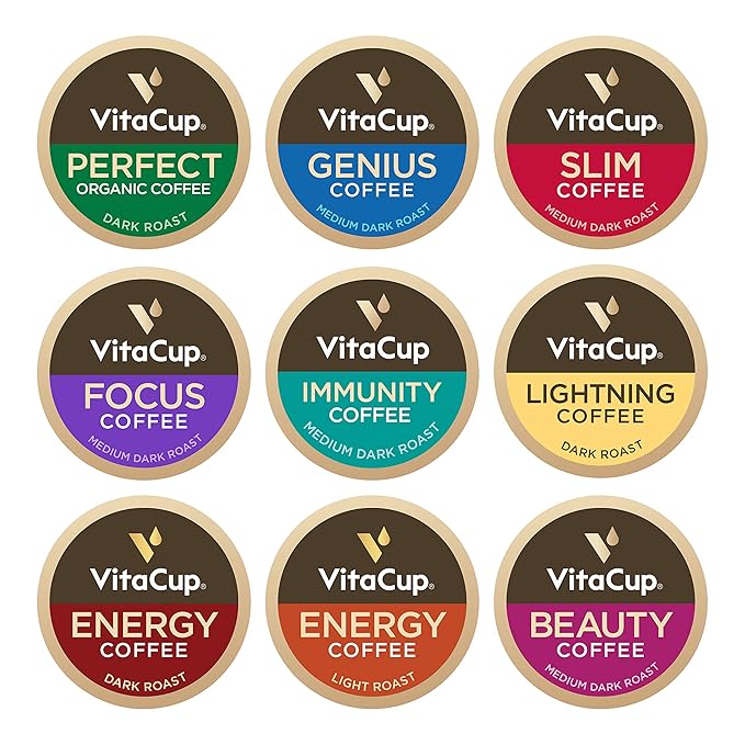 VitaCup Coffee Variety Sampler Pack 40ct. Vitamin &amp Superfood infused Single Serve Pods Compatible with K-Cup Brewers Including Keurig 2.0