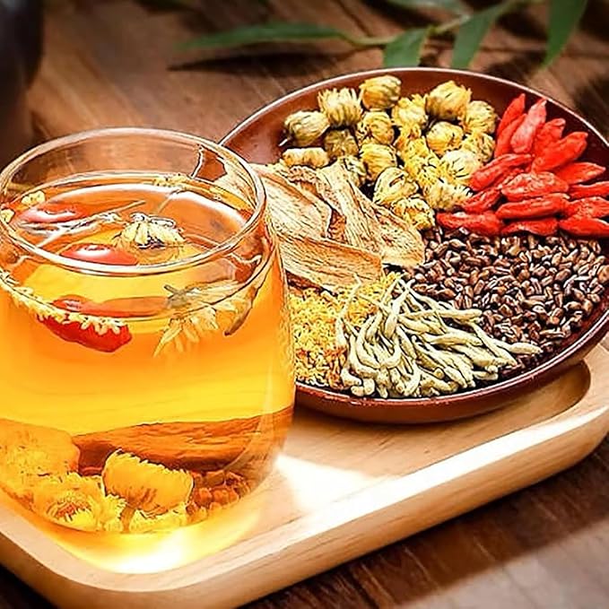 Liver Detox Herbal Tea Liver Detox Tea Organic Dandelion Chrysanthemum Cassia Seed Goji Berry Tea Milk Thistle Chinese Kidney &amp Liver Health Tea Bags - 8 Ingredients Natural Blend Formula (2)