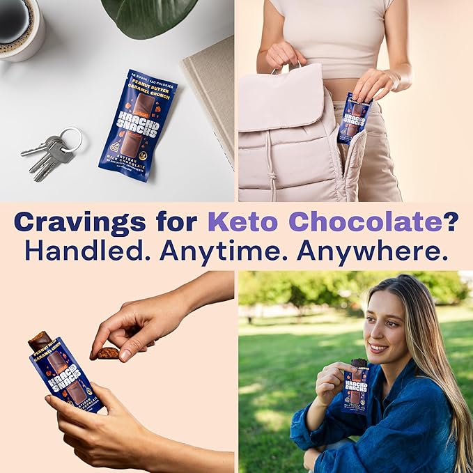 Krack’d Snacks Keto Milk Chocolate Candy Bars 5 Pk- Low Carbs Sugar Free Keto Bar with Peanut Butter Caramel Crunch &amp Allulose | Non GMO Gluten Free Snack