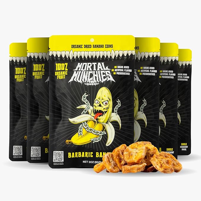 Mortal Munchies - Dried Fruit (6 Pack 3 Oz) Real Fruit Snack Sweet and Chewy Rich in Potassium Fat-Free On-the-Go Snacks Healthy Snack for Adults Non-GMO No Added Sugar (Banana)