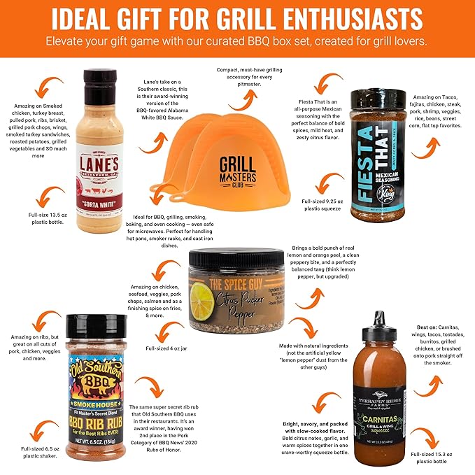 Grill Masters Club Flavor Fiesta Box | Latin-Inspired Sauces Seasonings Premium BBQ Spices Sauces | Essential for Cooking Grilling and Smoking | Perfect Grill Gift for Men &amp Women