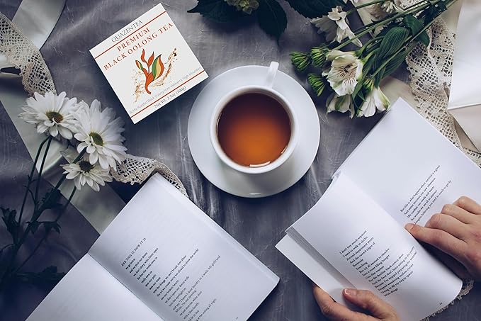 QuaZenTea Premium Black Oolong Tea Loose Leaf 3.5oz (100g) - Vietnamese High Mountain Tea Boldly Roasted Smooth &amp Toasty with Sweet Finish-Coffee Alternative Perfect for Black Tea Lovers