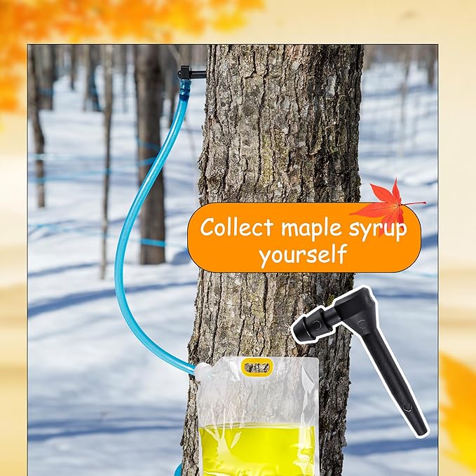 72 Pcs Maple Syrup Tapping Kit Include 24 Maple Syrup Taps 5L Syrup PC Bags 3 ft Blue Tubing for Beginners Maple Birch Collection Supplies