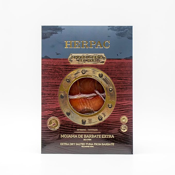 Mojama Sliced Dry-Cured Tuna Jerky – 2.82 oz / 80g Each – Premium Spanish Delicacy by HERPAC – 3-Pack – Artisan-Crafted Ready to Eat
