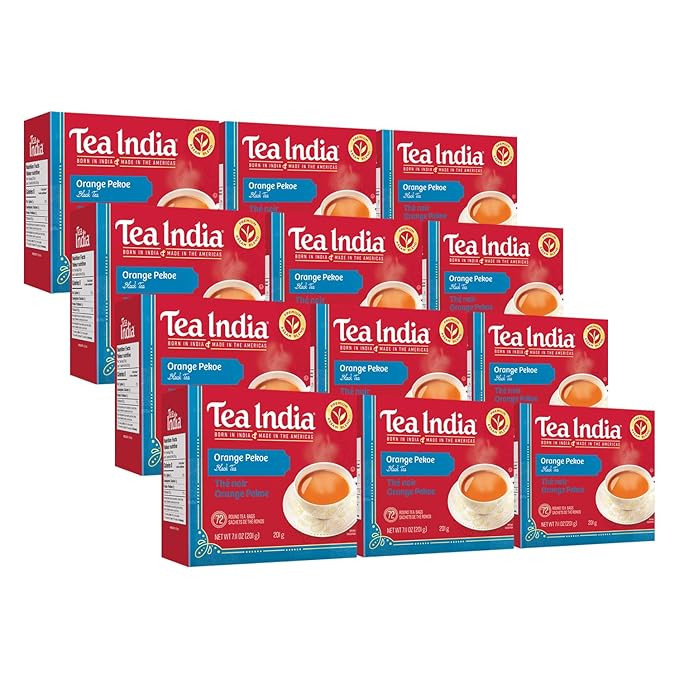 Tea India Orange Pekoe Black Tea 72 Individual Bags 12Count
