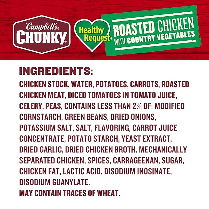 Campbell’s Chunky Healthy Request Soup Roasted Chicken Soup with Country Vegetables 18.8 Oz Can (Pack of 6)
