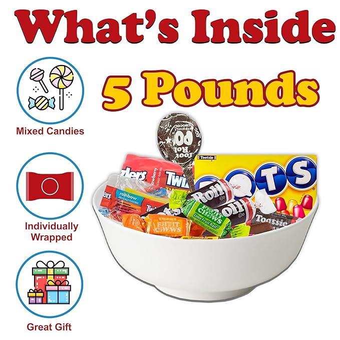 Assorted Candy Variety Pack 5 LB Individually Wrapped Bulk Mix Licorice Twists and Tootsee Roll Party Candy Assortment Snack Size Canndy for Kids Birthdays Party Favors Stocking Stuffers Pinata