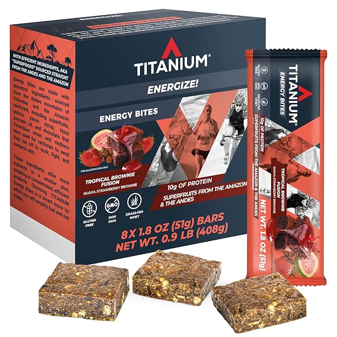 TITANIUM Protein Energy Bars - Fruit Bars with Dried Superfruits Quinoa 10g Of Protein Chocolate Chip - Alternative To Cliff Bars - Snack Bars Healthy Food - Camping Snacks Hiking Food - Healthy