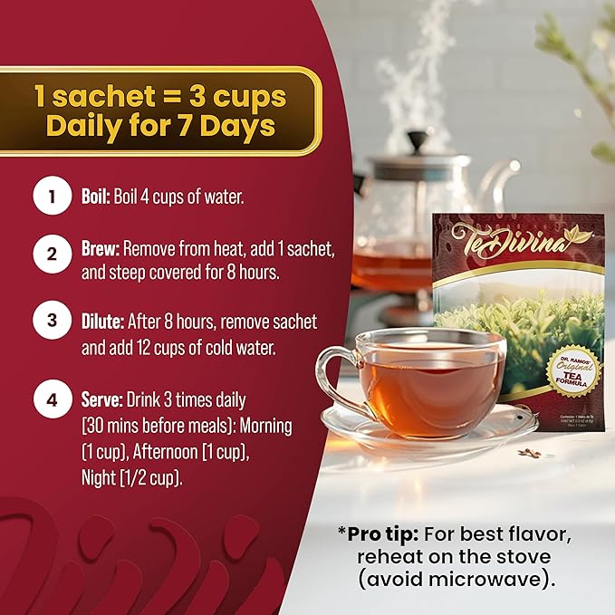 TeDivina Tea 12 Botanical Blend for Colon Cleanse and Body Support Original Flavor 0.3oz Pack of 6 by Vida Divina - Wellness Drink