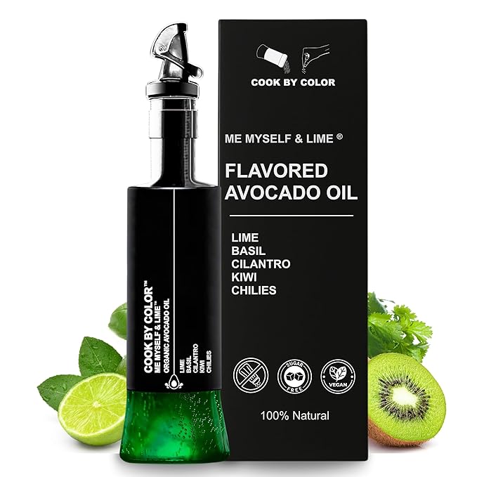 Flavored Cold Pressed Avocado Oil for Cooking Organic Avocado Oil Cooking Oil for Keto Vegan Kosher No Sodium GMO MSG or Additives Frying Oil 350 mL 11.8 Fl Oz Me Myself &amp Lime Flavor