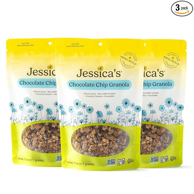 Jessica’s Chocolate Chip Granola - Handmade Non-GMO Gluten-Free Whole Grain 11oz (3 Pack)