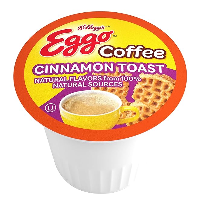 Eggo Beverages Cinnamon Toast Waffle Flavored Coffee Pods for Keurig K Cup Brewers Fair Trade Certified 40 Count – Warm and Cozy Cinnamon
