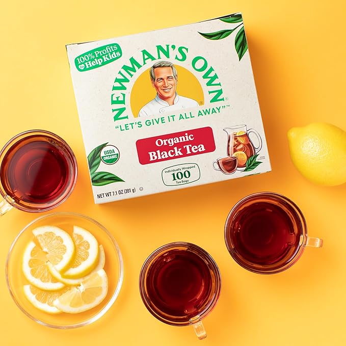Newman’s Own Organic Black Tea 100 Tea Bags Pack of 5 USDA Organic