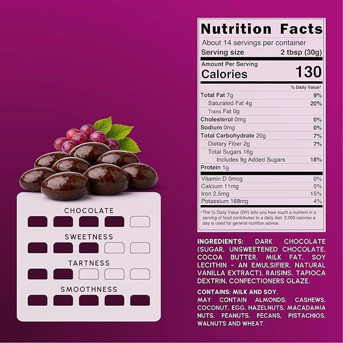 Snackathon 52% Dark Chocolate Covered Raisins 15 OZ Resealable Snack Bag Sweet Dried Raisins Coated in Rich Chocolate Candy Delicious Chocolate Raisins for Treats Sharing Snack Box or Gift Box