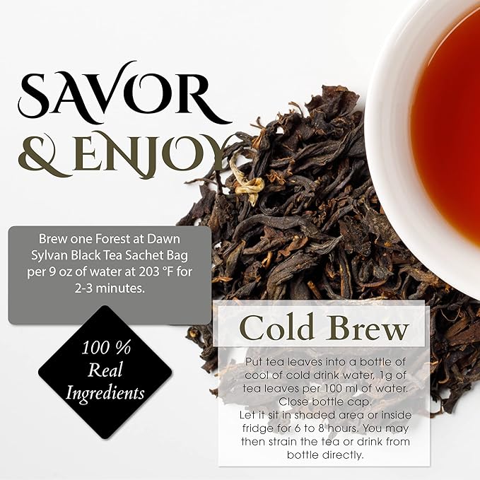 Organic Sylvan Black Tea | BREAKFAST TEA | NATURAL ANTIOXIDANTS15 Count (Pack of 3) | By T SECRETEA Forest at Dawn