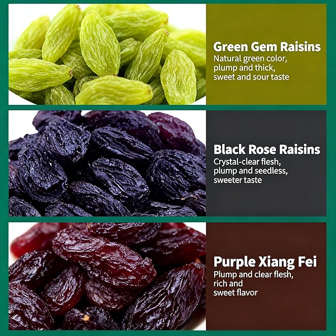 Five Color Raisins Mix - Seedless Individually Wrapped Dried Fruit Snack No Wash Needed Ready To Eat Or Bake Bulk Pack