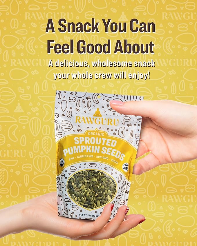 RawGuru Organic Sprouted Pumpkin Seeds - Pumpkin Seeds to Eat - 16 oz Pack of 1