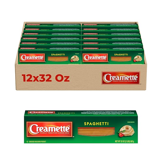 Creamette Spaghetti Pasta 12-Pack (32 oz Each) – Traditional Italian-Style Pasta for Classic Dishes