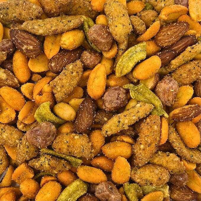 Belmont Peanuts Southwest Spice Bar Mix 18 oz (1 Pack) – Virginia Peanuts Buffalo Nuts Everything Sticks Smoked Almonds and Guacamole Bits – Simple Ingredients No Preservatives Hand Seasoned