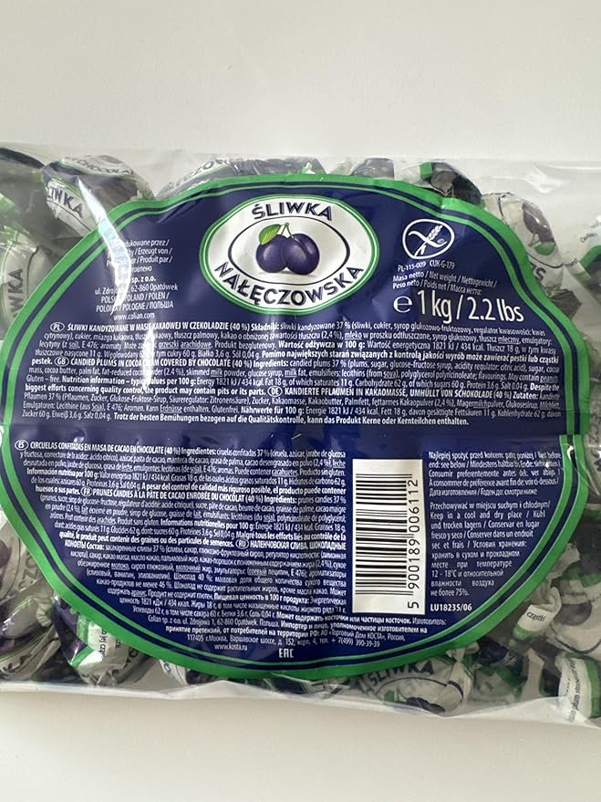Solidarnosc Candied Plums in Dark Chocolate Sliwka Naleczowska (2.2 lbs)