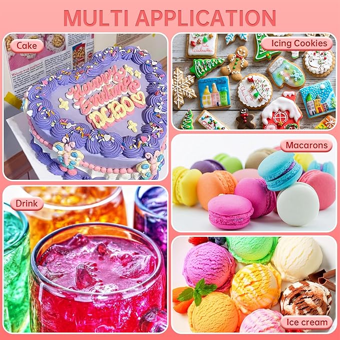 Gel Food Coloring Set - 24 Colors Concentrated Vibrant Edible Food Grade Dye for Baking Cake Cookie Decorating Fondant Icing Frosting Macaron DIY Crafts - 16.23 fl.oz (20ml/Bottle)