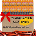 Jerky.com Sriracha Pork and Beef Snack Sticks 26 Pack (24 + 2 Bonus) | Low Carb High Protein Keto Snacks | Delicious Gluten Free Beef Sticks | Gifts for Men