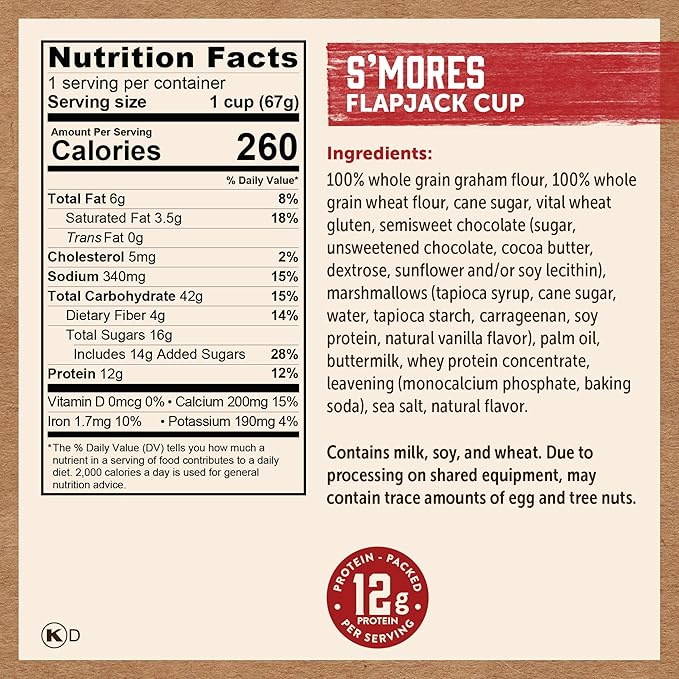 Kodiak Cakes Pancake On the Go S'mores 2.36 oz (Pack of 12)