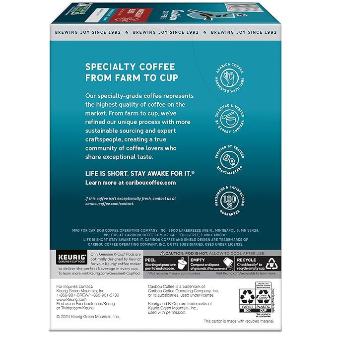 Caribou Coffee® Single-Serve Coffee K-Cup® Pods Mahogany Carton Of 24