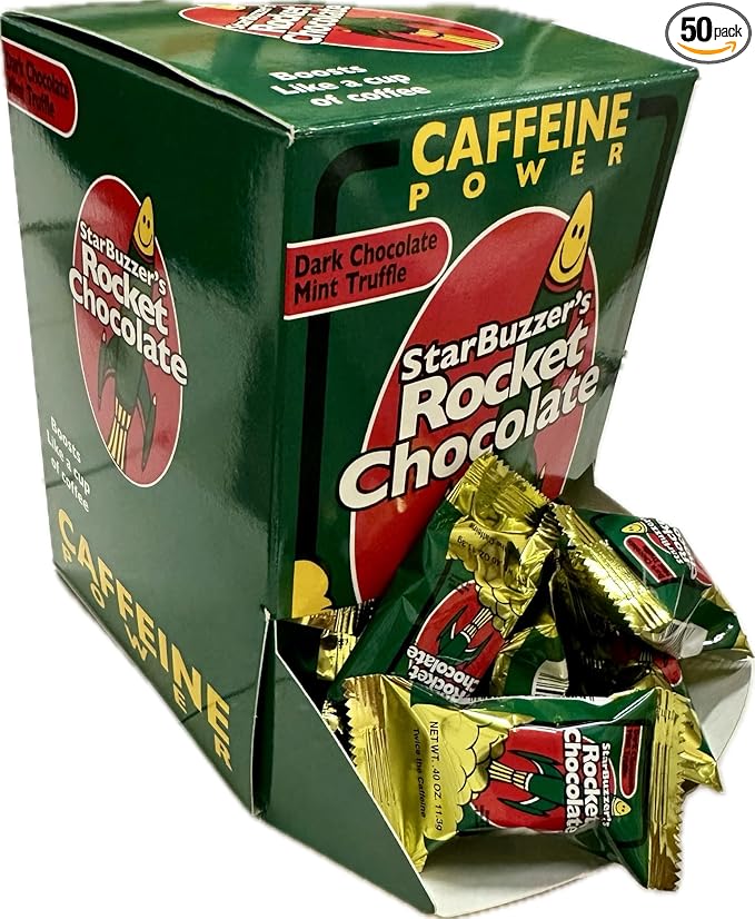 Rocket Chocolate Dark Chocolate Mint Flavored Caffeinated Chocolate Truffles 50 count Mini