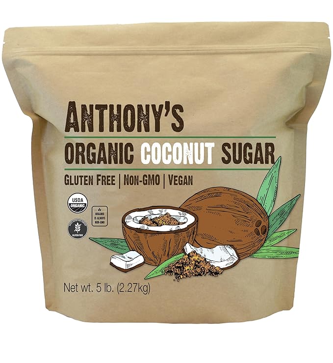Anthonys Organic Coconut Sugar 5lbs Non-GMO and Gluten Free