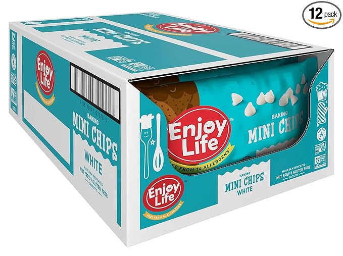 Enjoy Life Mini White Baking Chips White Chocolate Flavor Gluten Free School Safe Non GMO Dairy Free Soy Free Nut Free Bulk 12 Bags (9 oz each)