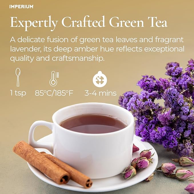 Imperium Lavender Oolong Tea Loose Leaf (4oz) Hand-Picked Premium Oolong Brews 100 Cups Naturally Calming Beverage Fragrant Floral Notes Smooth Aroma Delicate Sweetness and Long Relaxing Finish