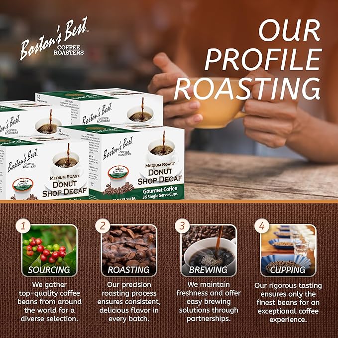 Boston’s Best - Hearty Donut Shop Decaf Medium Roast Coffee Delicious Gourmet Compatible with Keurig Coffee Maker - 144 Count (Pack of 1)