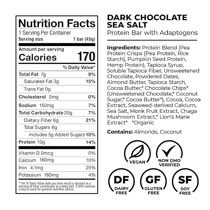Laird Superfood Functional Protein Bars – Protein Bar but Better with Real Ingredients Functional Mushrooms 10g Plant-Based Protein 6g Fiber - Non-GMO - 5 Flavor Variety Pack 10 Count (Pack of 1)