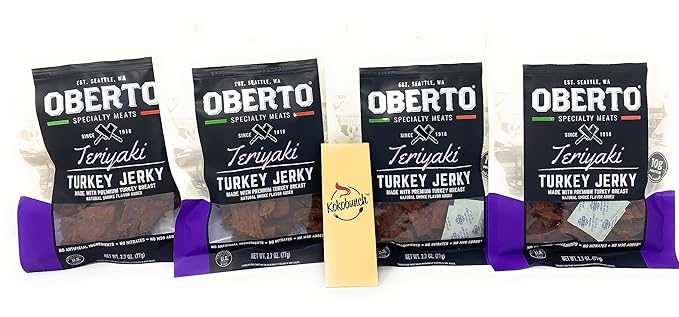 Oberto's Teriyaki Smoke Flavored Premium Turkey Breast Jerky Bundled With Kokobunch Kit 4-2.7oz