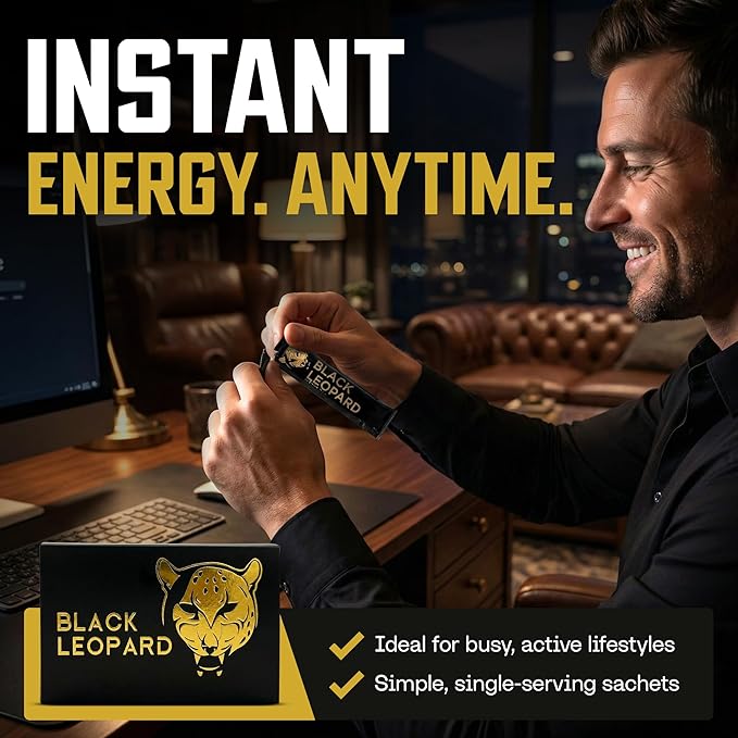 Black Leopard Honey Packs Pure Honey Sachets with Bee Pollen Single Serve Honey Packets for Natural Energy and Daily Vitality 20 Gram Sachets Pack of 10