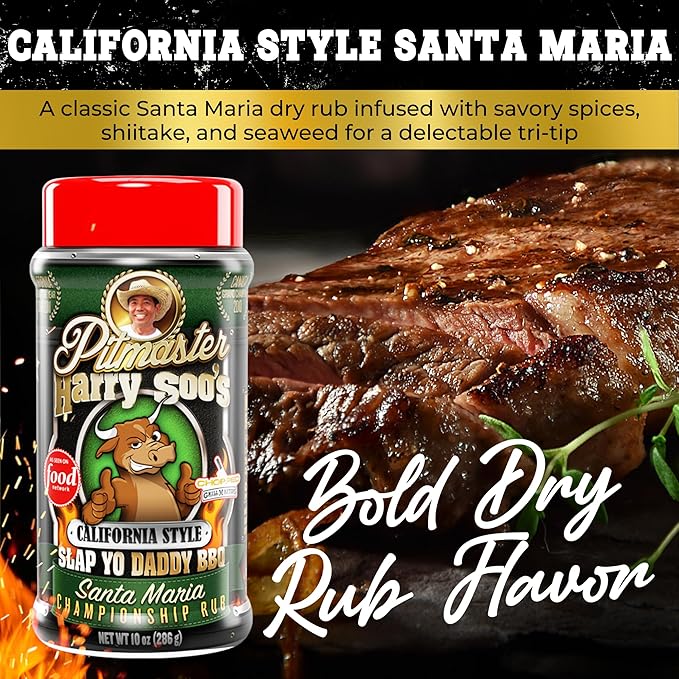 Slap Yo Daddy BBQ Rub Seasoning California Style Santa Maria - Award-Winning Santa Maria Seasoning from PItmaster Harry Soo - Savory SPG Rub for Smoking and Grilling - 10 oz