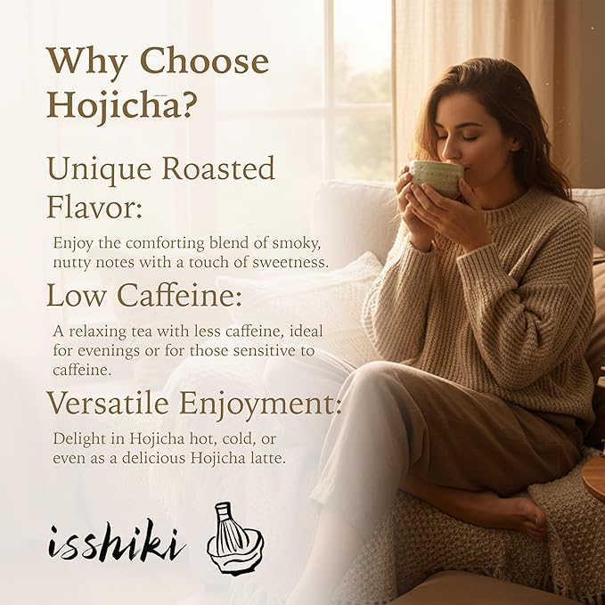 Isshiki Matcha Hojicha Powder – Low Caffeine Roasted Green Tea from Uji Japan – Smooth Nutty Flavor with Full-Body Tones – Authentic Japanese Loose Powder for Daily Enjoyment - 30g (20 Servings)