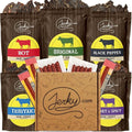 Jerky.com 21 Pieces of Beef Jerky Variety Pack &amp Meat Stick Gift Box for Men - Including 5 Flavors of Beef Jerky 13 Snack Sticks and 3 Cheese Sticks - Birthday gifts for men