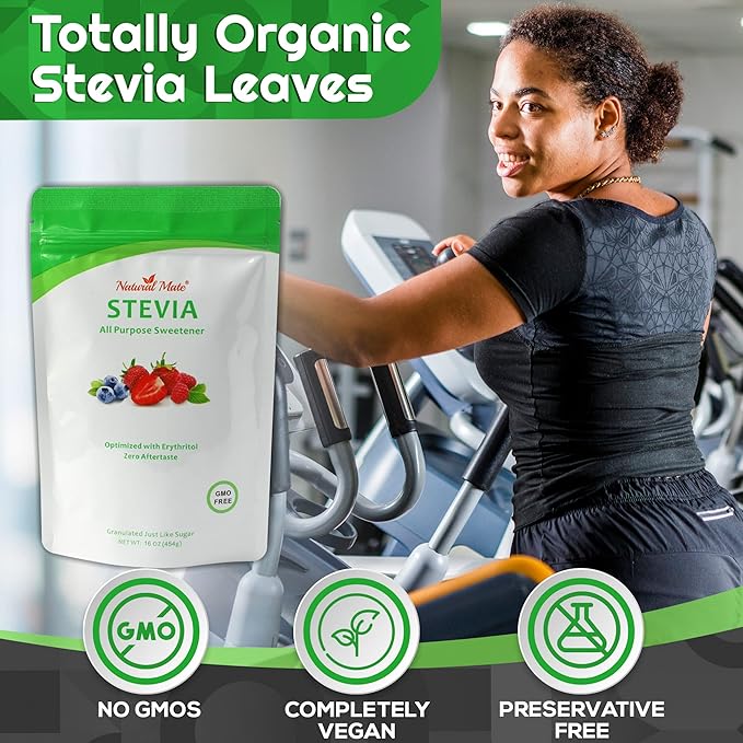 Natural Mate Zero Calorie Sweetener - Organic Stevia Granular Powder Blended with Erythritol - 2:1 Sugar Replacement for Keto Paleo Low GI – (1Lb/16OZ Pack of 5)